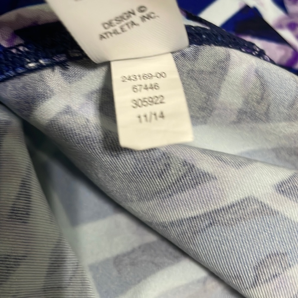 Athleta Floral‎ Geo Sonar Capri Blue Leggings Womens Small Workout Geometric - Picture 5 of 5